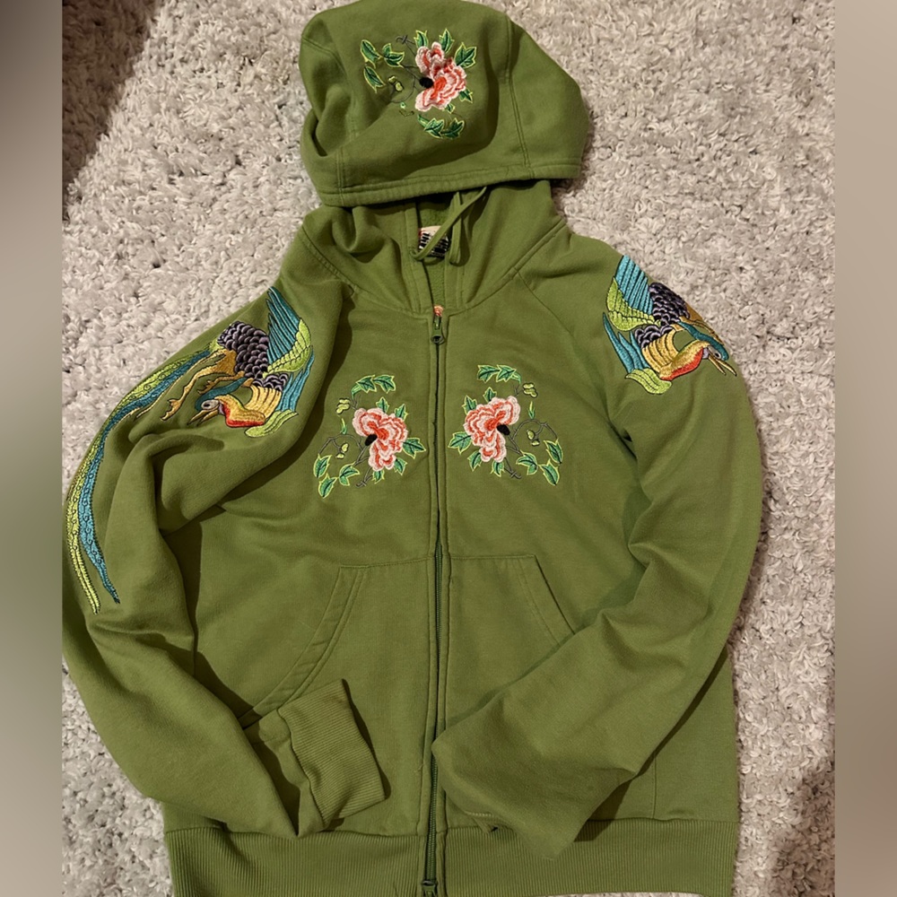 Cute embroidered zip up hoodie